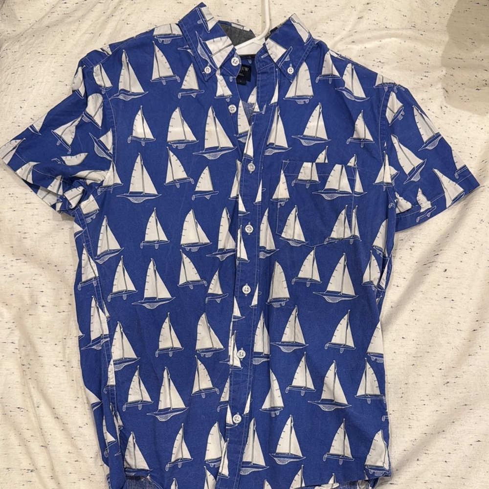 J. Crew Blue and White Casual Button Down Shirt